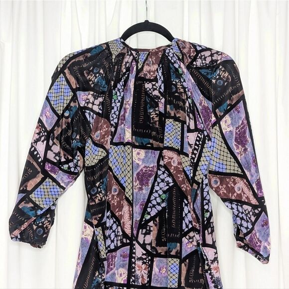 Tucker NYC Classic Blouse Vintage Patchwork Crepe de Chine Silk Top Retro NWOT - Picture 5 of 8